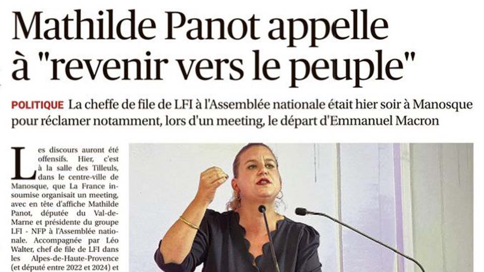 Mathilde Panot appelle à « revenir vers le peuple »